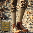 thumbnail image 2 of Diamond Star Men's Military Boot Socks – Quick-Dry Cotton Crew for Police, Fire, and Trekking/Hiking (Beige - 6 Pairs, Socks Size 10-13, Fit Men's Shoe Size 10-12), 2 of 6