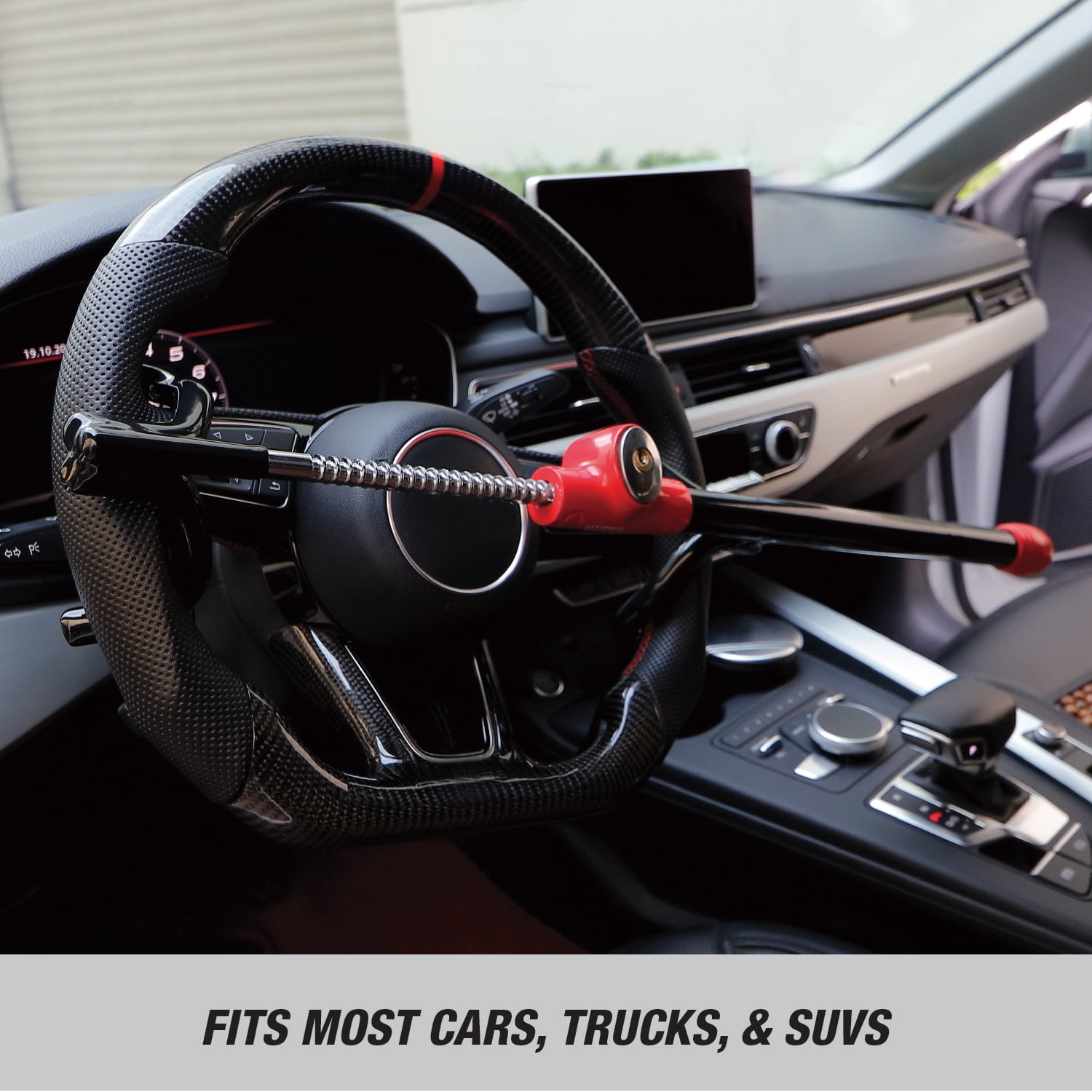 Hyper Tough Anti-Theft Steering Wheel Lock, Red, Black, Model 7867