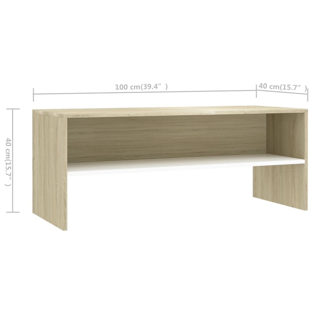 Kepooman 39" Modern Rectangle TV Cabinet Stand Console Table with Storage Shelf for Living Room, Beige