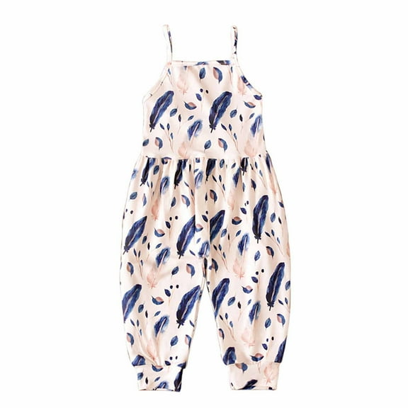 ibuvkizy Baby Girl Summer Clothes Toddler Girl Outfits,Girls Children's Summer Romper Printing Sling Sleeveless Backless Short Jumpsuit,Kids Soft Pants,Cute Toddler Girl Clothes Gift