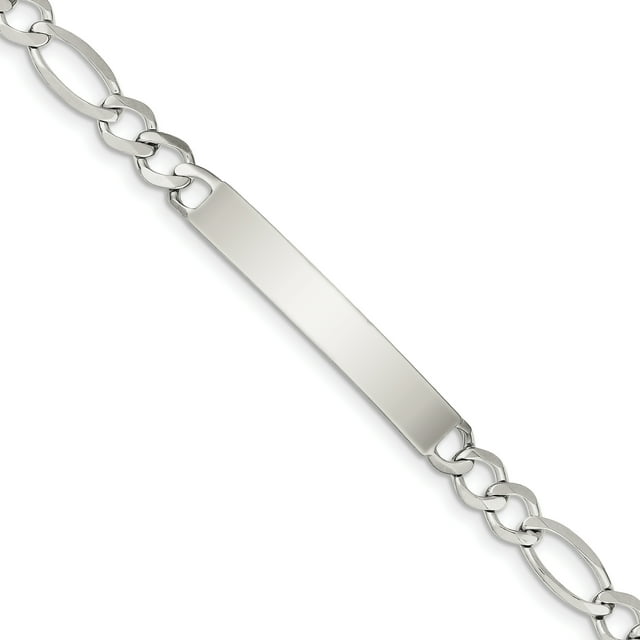 925 Sterling Silver Figaro Link Name Bar Identification Id Bracelet