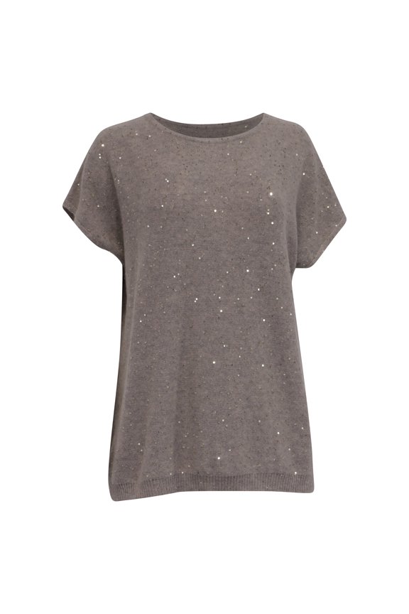 Pre-Owned Max Mara Studio Knitted Short Sleeve Sweater in Grey Wool