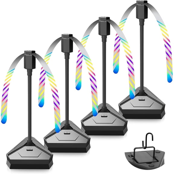4 Pack Fly Fans for Tables, Battery Operated Table Fan Outdoor Indoor, Portable Fan with Flexible Goose-Neck and Holographic Blades for BBQ,Patio,Party