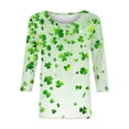 thumbnail image 4 of FAIWAD Chandails de la Saint-Patrick pour Femmes Grande Taille Manches 3/4 Imprimé Trèfle Chandail Tendance Col Rond Quotidien, 4 of 4