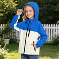 thumbnail image 4 of BCSIOAOI Girls Sweater,Color Block Hooded Waterproof Softshell Rain Jacket with Pockets Blue 9-10 Years, 4 of 7