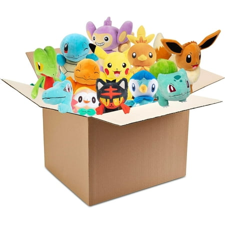 Pokemon 8" Plush Mystery Blind Box 5-Pack - Receive 5 Assorted Figures & Starters - Officially Licensed - Authentic Stuffed Animal Toy - Styles Vary - Gift for Kids, Boys, Girls