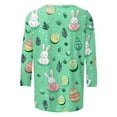 thumbnail image 5 of Cavosen Happy Easter Womens 3/4 Length Sleeve Tops Crew Neck Summer Bunny Eggs Print Pullover Blouse Holiday Shirts Vacation Festival Tee Shirts Loose Dressy T Shirts Green XL, 5 of 5