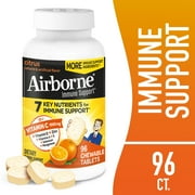 Airborne 1000mg Vitamin C Immune Support Chewable Tablets, Multivitamin Supplement, Citrus Flavor, 96 ct