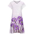 thumbnail image 4 of CENGNIAN Women Summer Casual Wrap Belt Hem Swing Sun Dress Summer Casual For V-neck Beach Floral Print Short Sleeve Loose Dresses, 4 of 5