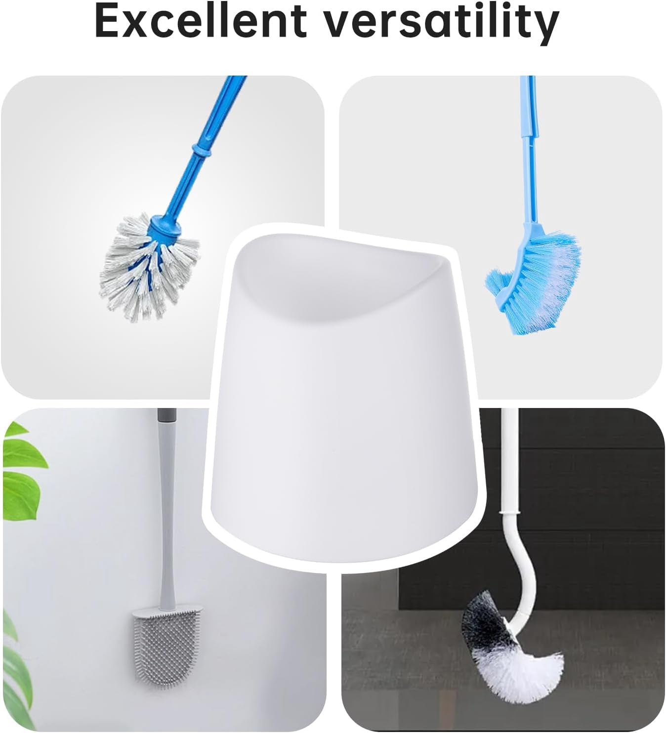 Toilet Brush Holder, White, Conceals Brush for Bathroom Storage
