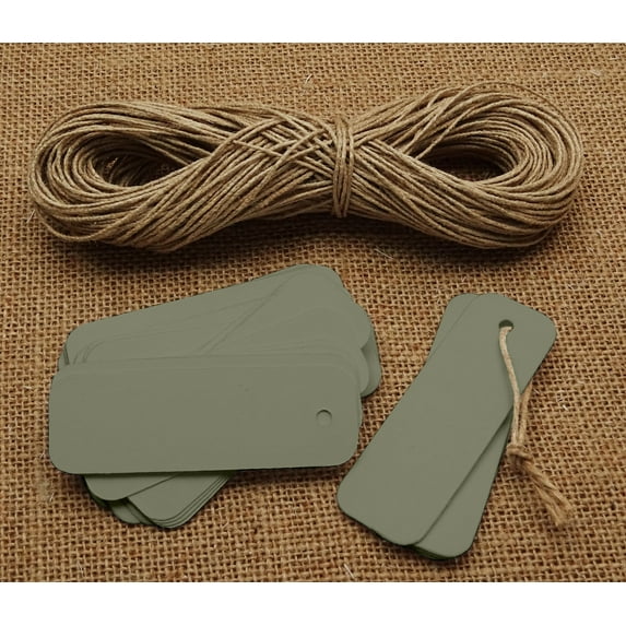 100 Pcs Rectangular Shape Blank Tags Bonbonniere Wedding Favor Hang Tag with Free Natural Jute Twine - Colors Available