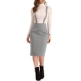 thumbnail image 2 of INSPIRE CHIC Pencil Skirt for Women's High Waist Adjustable Strap Split Back Bodycon Suspender Skirts Grey XS, 2 of 5