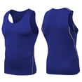 thumbnail image 4 of Men's Solid Color Compression Shirts Sleeveless Tank Top, Muscle Fit Workout Tops Quick Dry for Gym Running, Athletic Sports Baselayer & Casual Undershirt Blue XXL, 4 of 5