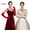 Red/Beige, variant on 6 Pairs Women's Long Satin Gloves - Elbow-Length Opera Formal Gloves, Stretchy Black & White Bride Costume Accessories