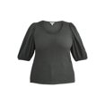 thumbnail image 5 of Terra & Sky Women’s Plus Size Crinkle Knit Top with Short Sleeves, Sizes 0X-5X, 5 of 5