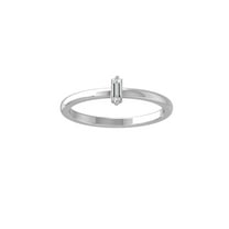 ARAIYA FINE JEWELRY 10K White Gold Baguette-shape Diamond Solitaire Engagement Ring (1/10 cttw, I-J Color, I1 Clarity) Size 7
