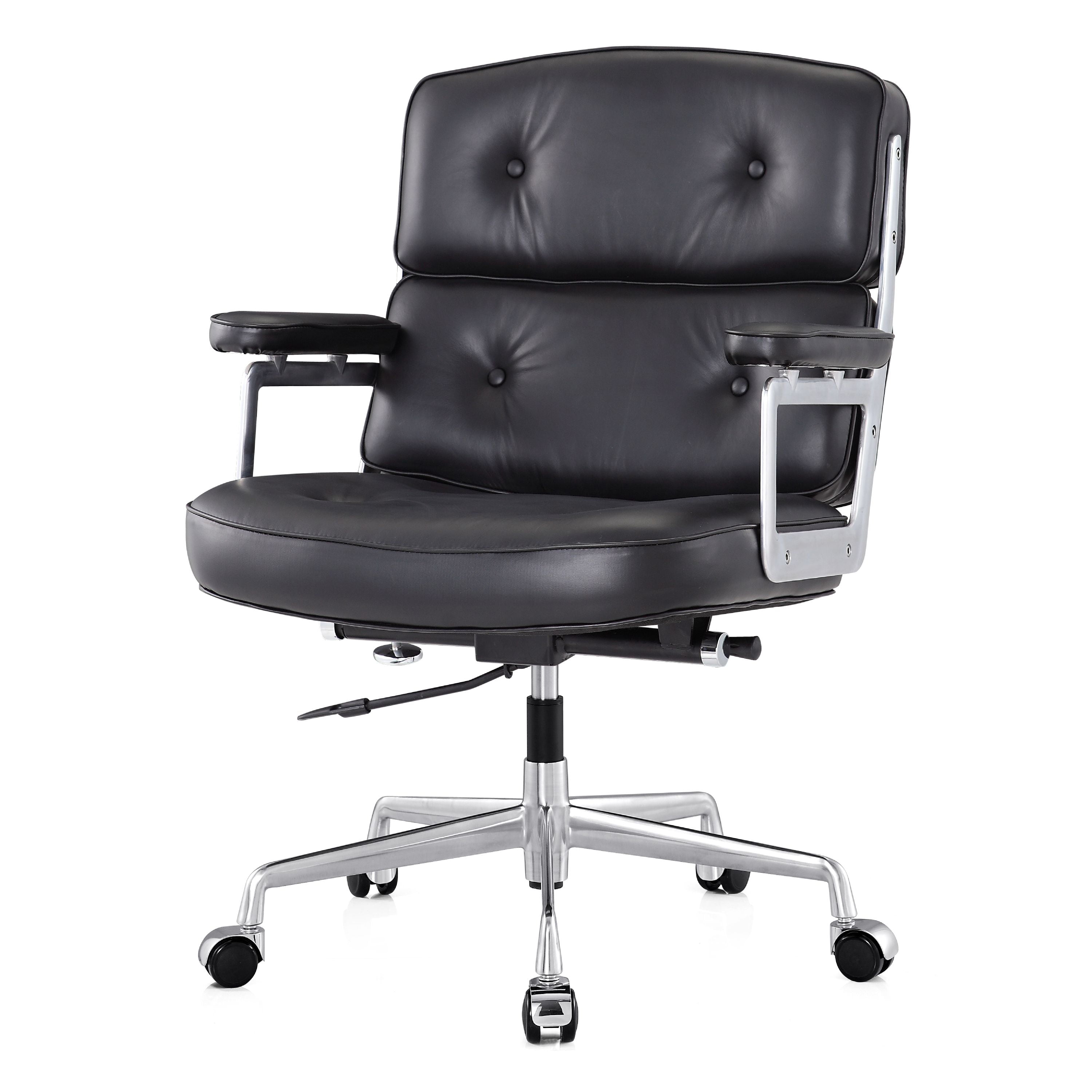 M310 Genuine Leather Office Chair- Polished Aluminum Frame - Walmart.com