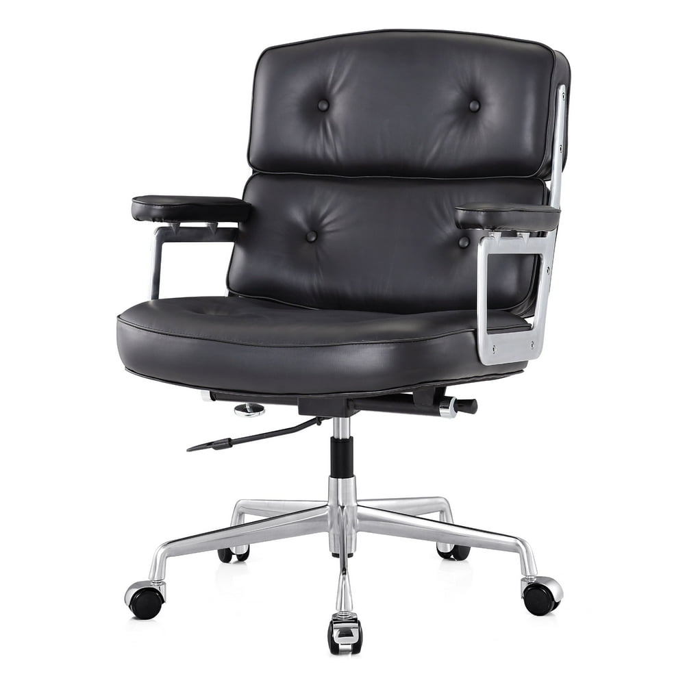 M310 Genuine Leather Office Chair- Polished Aluminum Frame - Walmart.com - Walmart.com