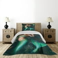 thumbnail image 3 of Ambesonne Cartoon Quilted Coverlet 2 Pcs, Mermaid Lake Lilies, Twin Size, Green Brown Jade Green, 3 of 4
