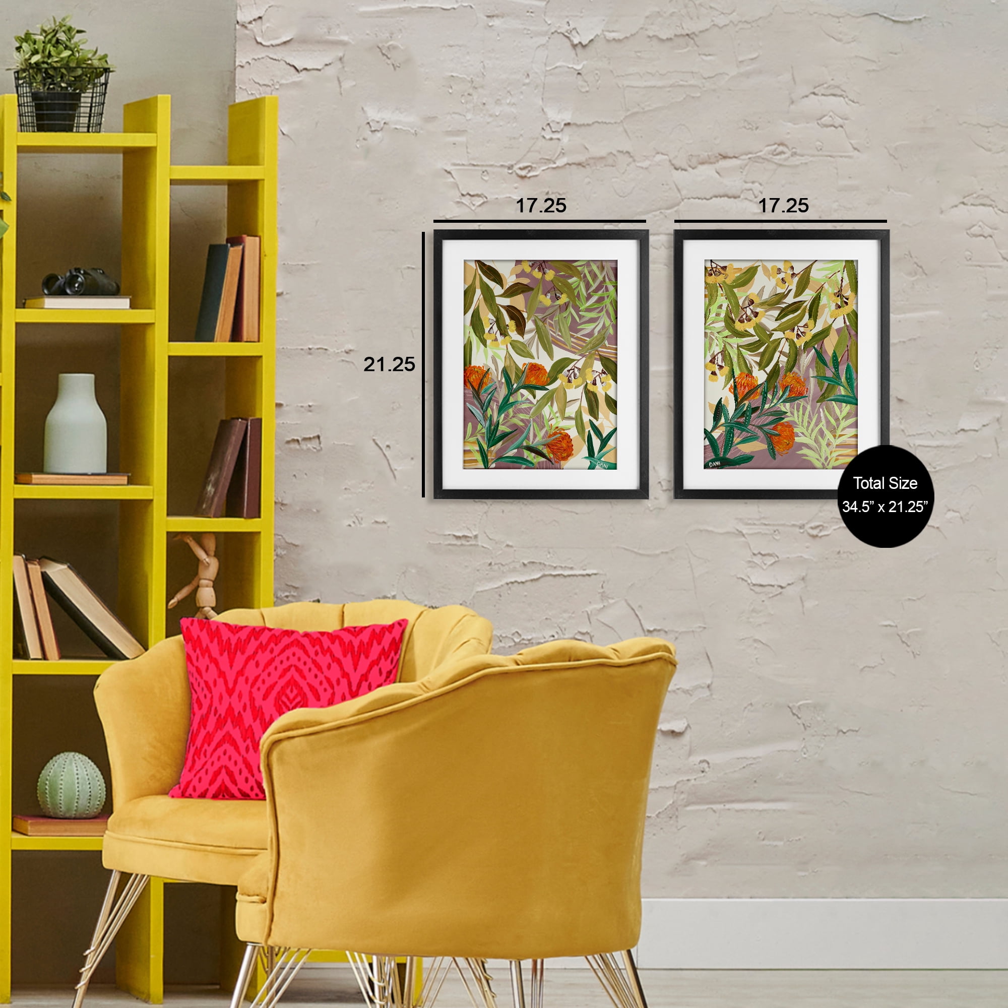 Stupell Industries Walk With Me Botanicals 2 Piece Black Framed Print Under Glass Set, design by Dani Heyward