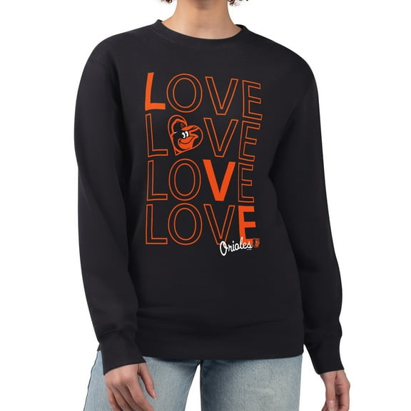 Women's G-III 4Her by Carl Banks Black Baltimore Orioles Love Team Logo Fleece Pullover Sweatshirt