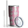thumbnail image 2 of 30oz Pink Bows and Baseballs Pattern Tumblers Stainless Steel Tumbler with Lid and Straw,Vacuum Insulated Double Wall Travel Tumbler Cups Mug with Cleaning Brush for Coffee,Tea, 2 of 7