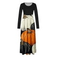 thumbnail image 4 of Halloween Dress for Women Long Sleeve Pumpkin Print Maxi Dress Witch Costume Fall Party Gothic Outfit, 4 of 4