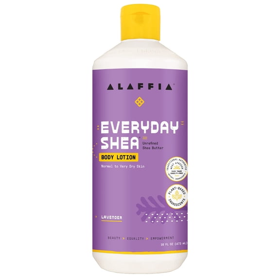 Alaffia EveryDay Shea Body Lotion, Cruelty Free Calming Body Lotion for Normal to Very Dry Skin. Made with Fair Trade Shea Butter and Neem. No Parabens, Vegan, Lavender Fl 16 Oz