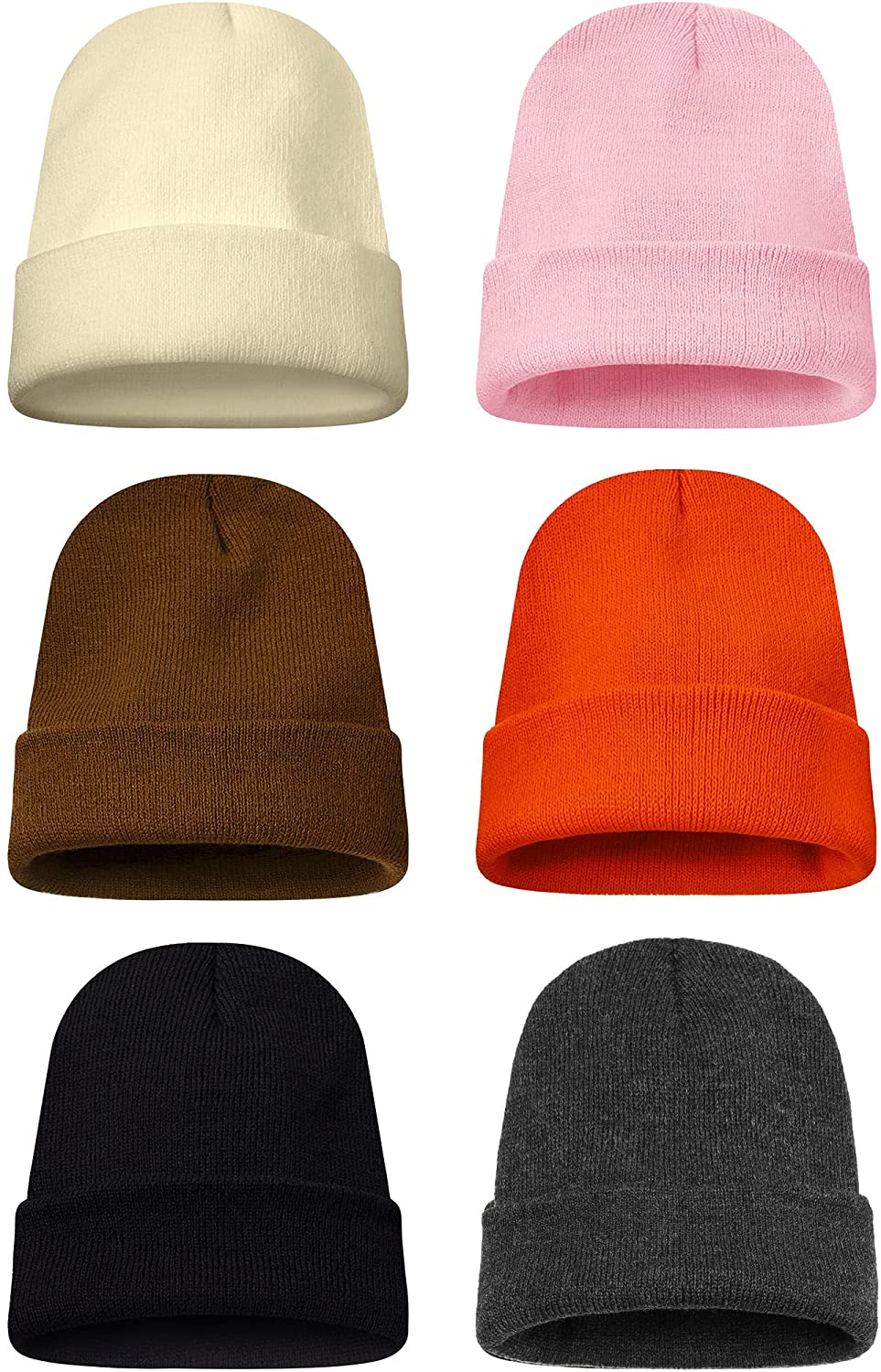 6 Pieces Multicolor Winter Beanie Hats 