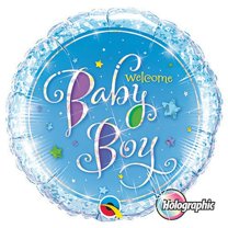 18 inch Welcome Baby Boy Stars Qualatex Foil Mylar Balloon - Party Supplies Decorations