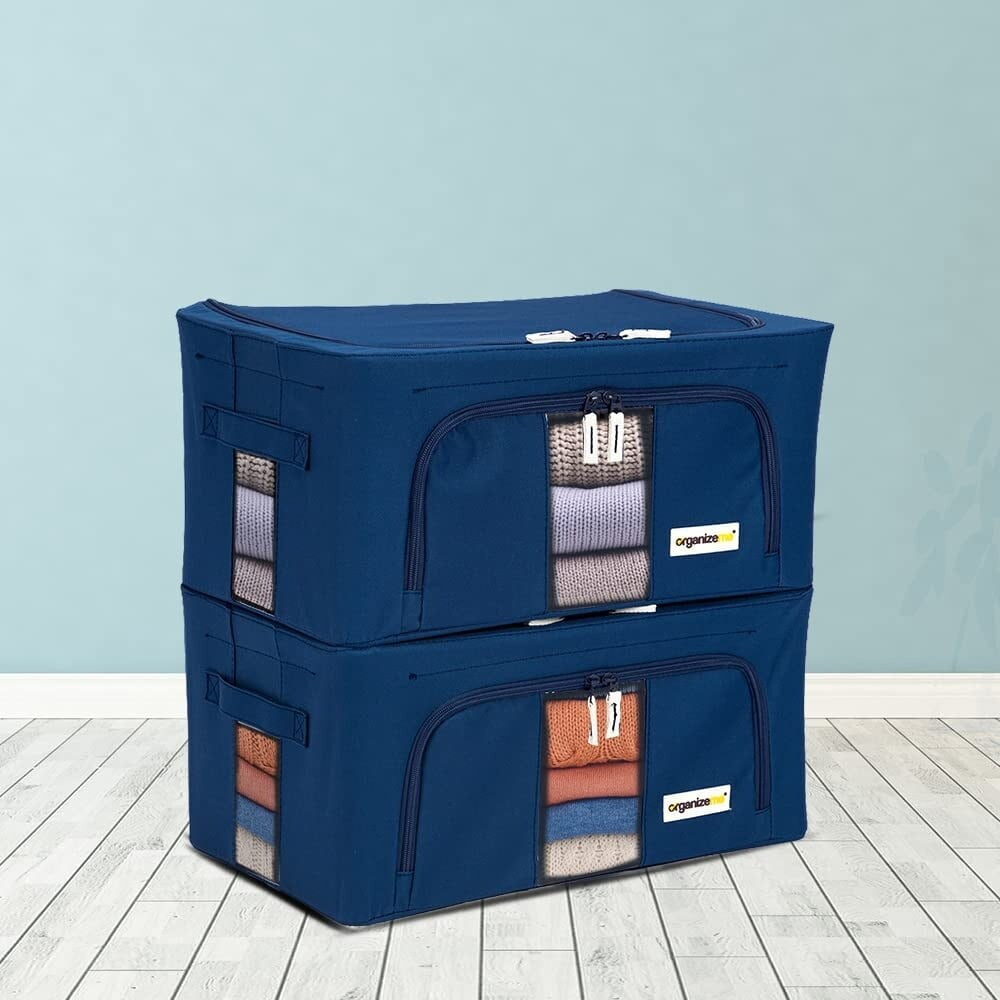 Audy Global Organizeme 2 Pack Collapsible Small Pop Up Bin Blue