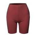 thumbnail image 2 of A2Y Women's Basic Solid Premium Cotton Mid Thigh High Rise Biker Bermuda Shorts Brick L, 2 of 5