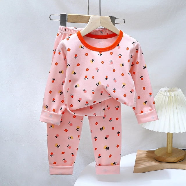 Pijamas de Navidad para niños, conjunto de ropa de invierno para niños y niñas, Tops con cuello redondo y pantalones largos, ropa de dormir para bebés, pijamas de gato de dibujos animados para niños