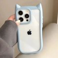 thumbnail image 5 of Wdaidj soft silicone cute cat ear phone case for iPhone 15 14 13 12 11 pro Max transparent shockproof hard acrylic bumper back cover, 5 of 7