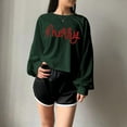 thumbnail image 2 of Womens Cropped Sweatshirt Funny Christmas Graphic Xmas Holiday Party Casual Long Sleeve Fall Clothes Tops Pullover Green M, 2 of 4