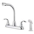 thumbnail image 3 of LDR 013 3900CP Chrome/White 2 Handle Kitchen Faucet With High-Rise Sprayer, 3 of 3