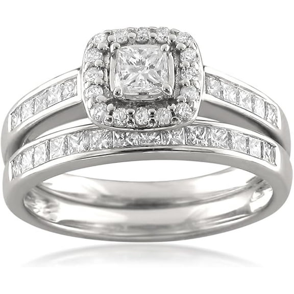 Dazzlingdaimonds Women's 2.35 Ct Princess Cut White Diamond Engagement Wedding Thanksgiving Christmas Bridal Ring Set 14K White Gold Plated 925 Sterling Silver -7