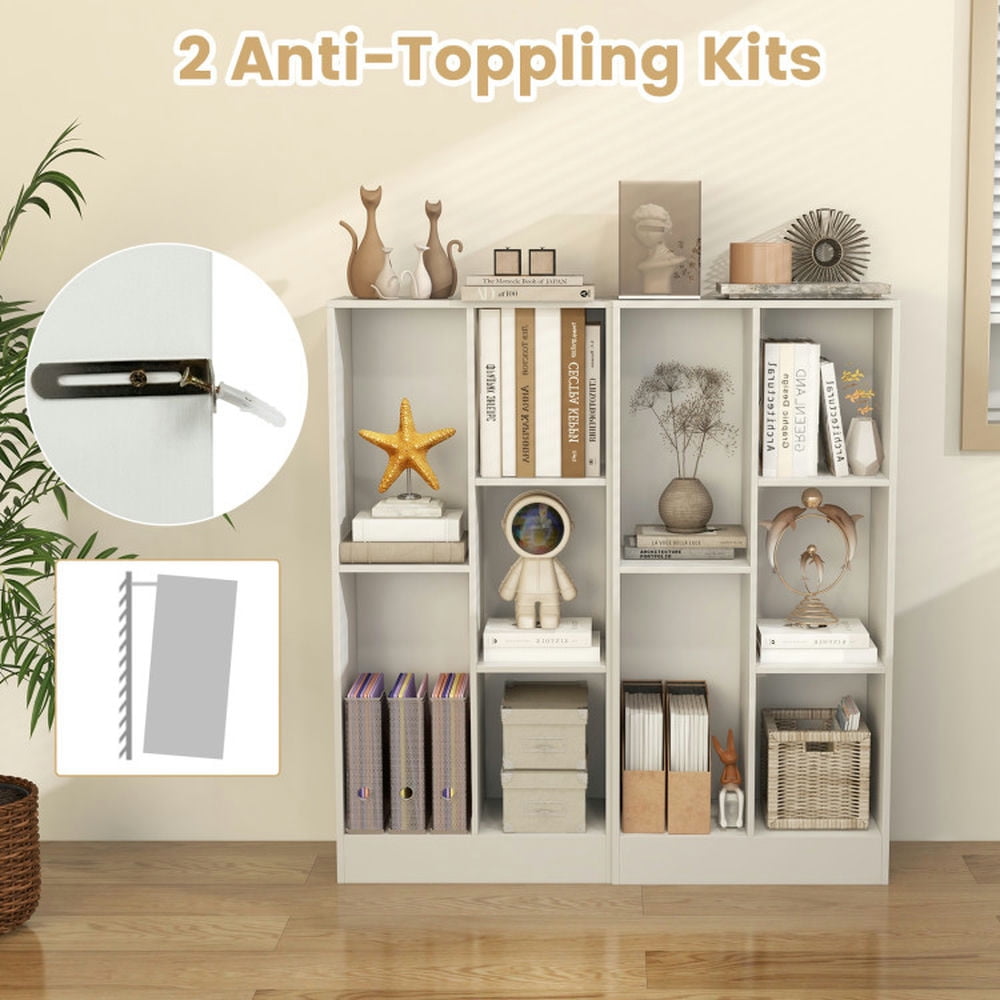 YYAo Bookcase Shelf, Bookshelf, Book Storage Rack, 41 Inches 5-Cube Floor Bookcase with 2 Anti-Tipping Kits-White