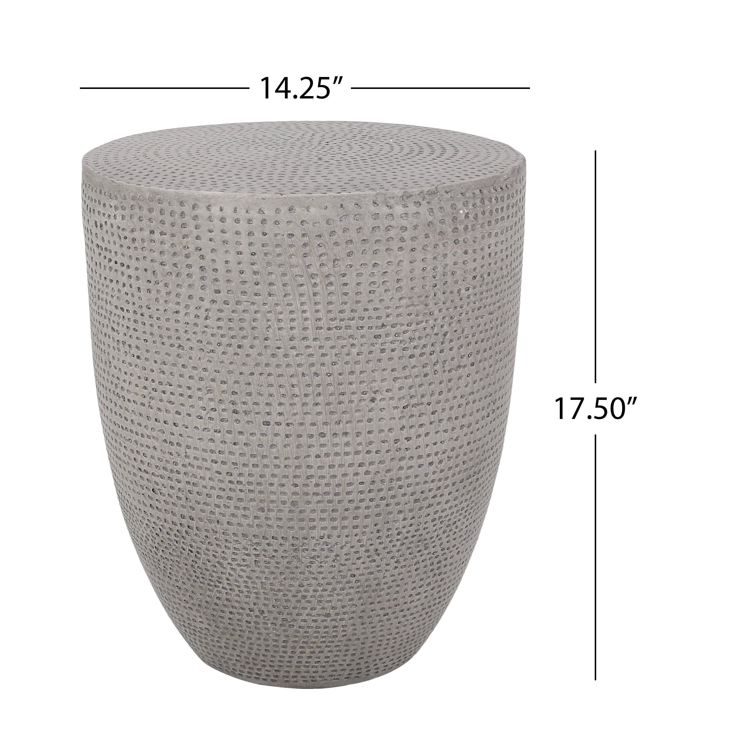 Light Gray Magnesium Oxide Outdoor Side Table 14.25x14.25x17.5 in