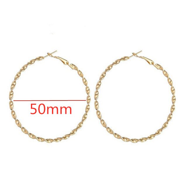 Pendientes de aro grandes y lisos para mujer, aretes redondos simples, joyería de boda, regalo genial, 40-80mm