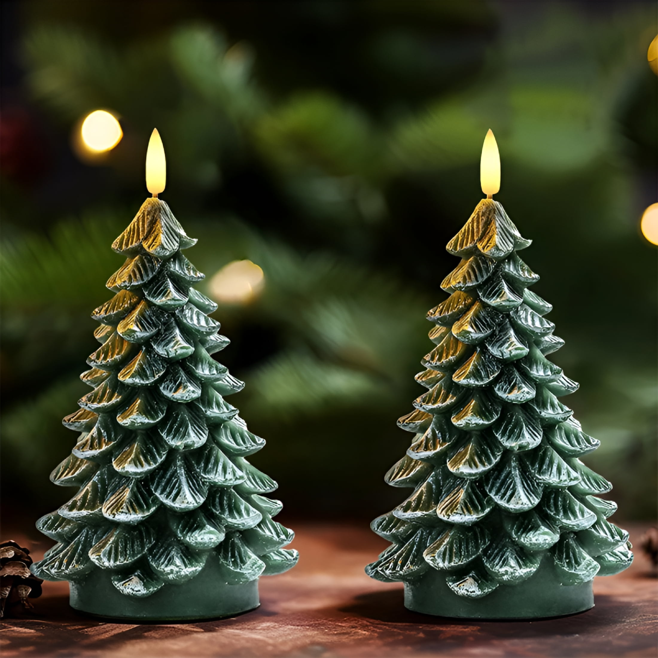 NEXIMO Pc Christmas Tree Candles with Hours TimerWaxy Led Flameless FlickeringGreen