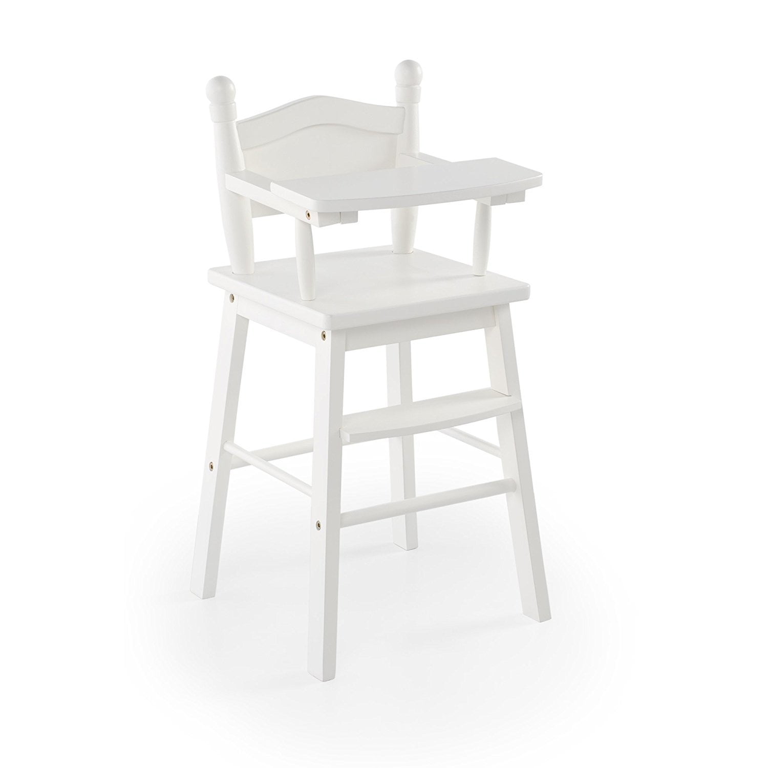 Guidecraft White Wooden Doll High Chair with Tray Fits 18" American