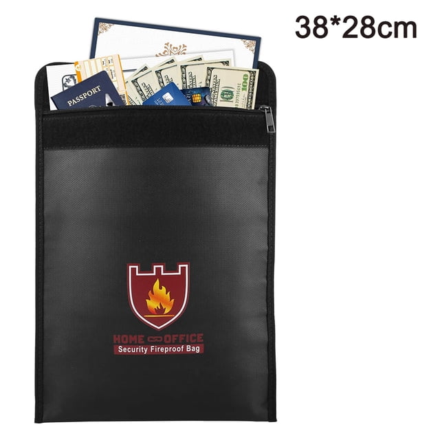 Bolsa para documentos ignífuga de 15 x 11 pulgadas, bolsa resistente al fuego recubierta de silicona que no pica, almacenamiento seguro a prueba de fuego para dinero, documentos, joyas y pasaportes