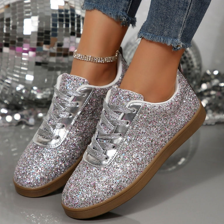 womens glitter dress shoes Badgley Mischka Little Kids Girls Block Medium Heel Dress Shoes, Silver Glitter, 4 main image 1