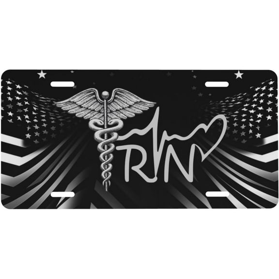 Registered Nurse RN Aluminum Stainless Decorative Car Front Personalized License Plate 6 X 12 in Useful