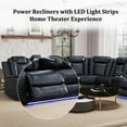 thumbnail image 4 of Power Reclining Sectional Sofa, Living Room Furniture Set with USB Chargers and Storage Console, Leather Recliner Sofa for Living Room/Apartment/Office/Home Theather (Black), 4 of 6