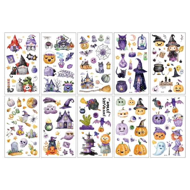 Pegatinas De Halloween Para Decoraciones, Artículos Para Fiestas Terroríficas, Calcomanías Diy, Pegatinas De Papel Para Niños Y Adultos