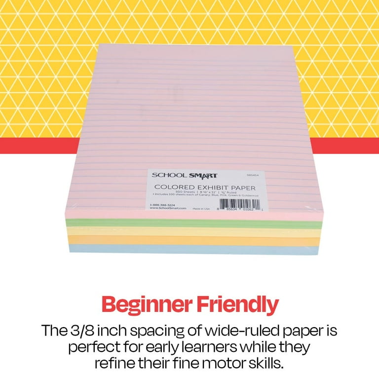 Writing Paper for Kids Draw & Paper With Yellow Highlighted Sectors Writing  11 X 8.5 In, 20 Lb, 25 Sheets 