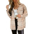 thumbnail image 1 of HSHDLDF Womens Casual Plaid Shacket Button Down Long Sleeve Shirt, 1 of 3