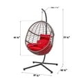 thumbnail image 5 of Abble Gray Outdoor Wicker Hanging Swing Chair with Cushion and Stand - Red, 5 of 5